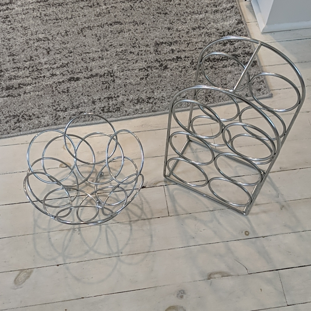 Silver Fruit Bowl and Wine Rack Set
